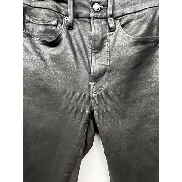 Good American Good Legs Black Coated Skinny‎ Jeans GL001T Size 2/26 High Rise - Picture 6 of 9